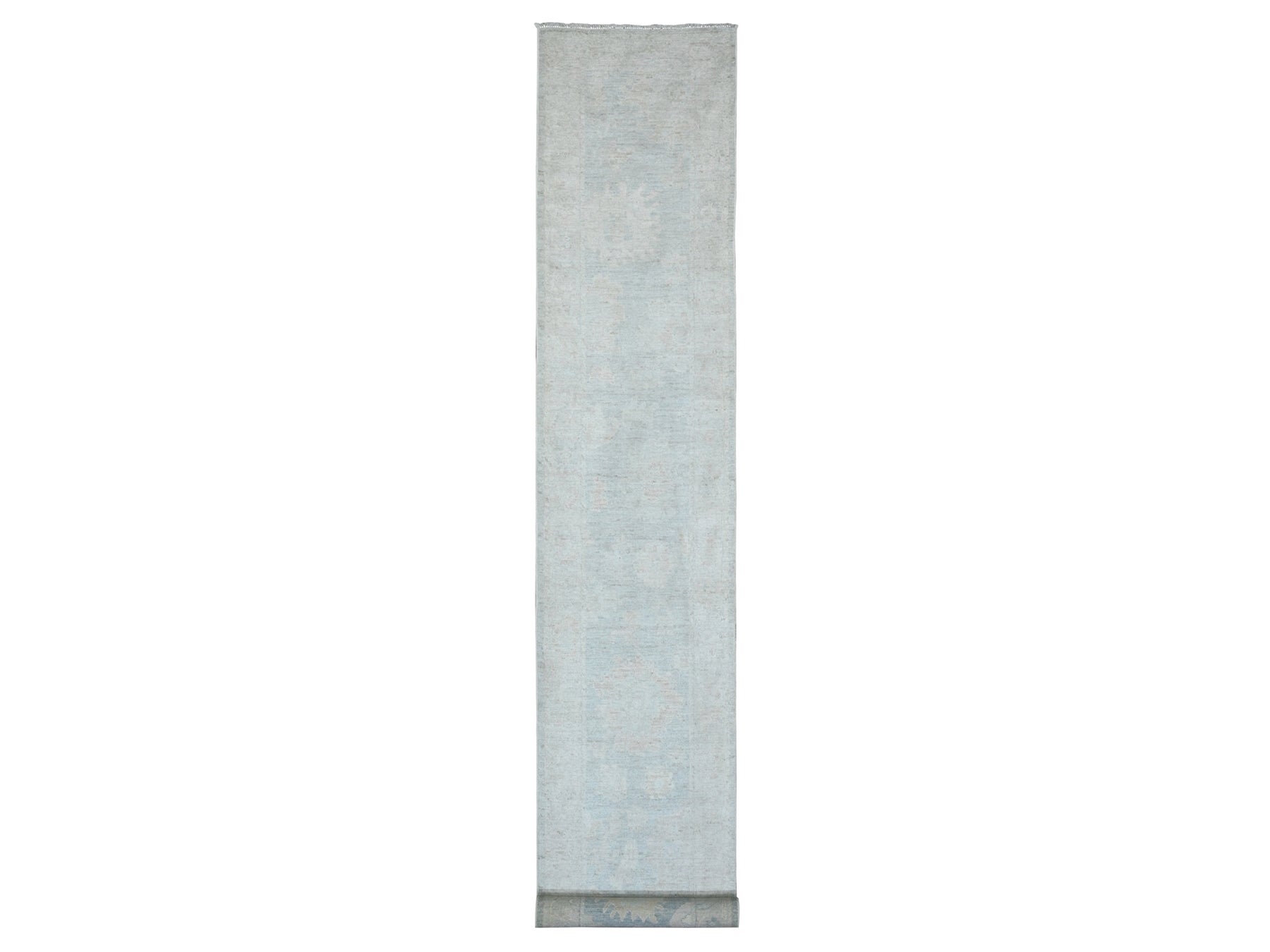 Oushak Oushak hand-knotted wool runner in Gray & Light Gray, 2'10" x 19'6" — SKU O020471