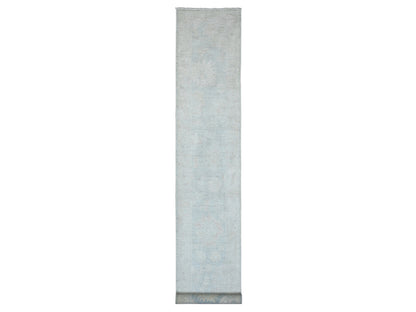 Oushak Oushak hand-knotted wool runner in Gray & Light Gray, 2'10" x 19'6" — SKU O020471