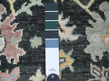 Black 3'3" x 11'6" Oushak And Peshawar Hand knotted Wool Rug - Sku: O020474