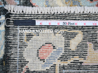 Black 3'3" x 11'6" Oushak And Peshawar Hand knotted Wool Rug - Sku: O020474