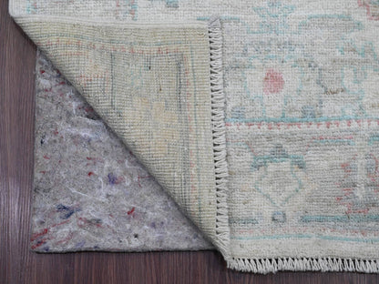 Oushak Oushak hand-knotted wool runner in Ivory & Gray, 2'10" x 11'7" — SKU O020475 (view 2)