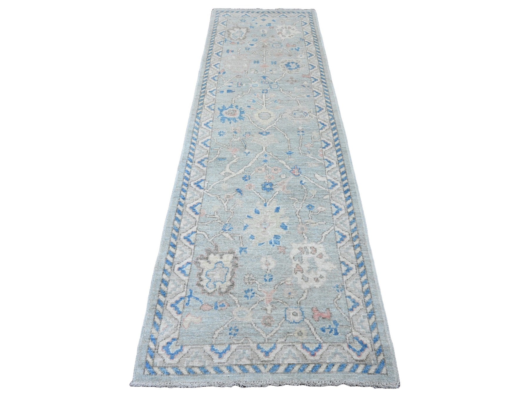 Oushak Oushak hand-knotted wool runner in Gray & Ivory, 2'10" x 9'7" — SKU O020477