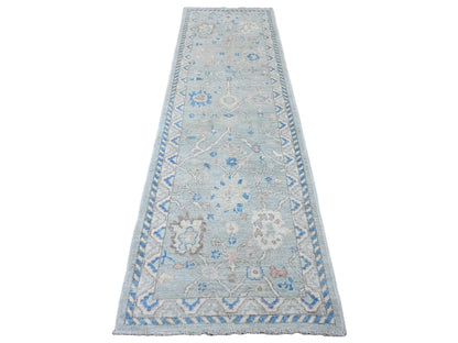 Oushak Oushak hand-knotted wool runner in Gray & Ivory, 2'10" x 9'7" — SKU O020477