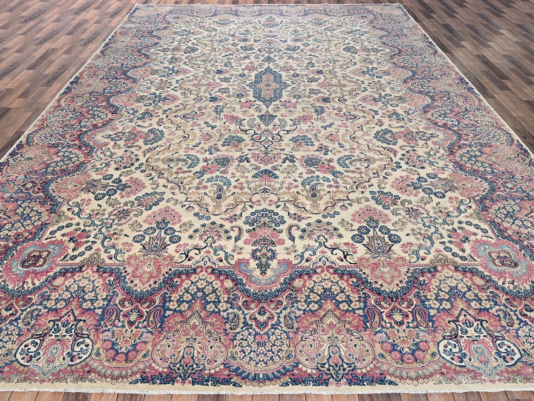 Ivory 11'5" x 16'10" Vintage Hand knotted Wool Rug - Sku: O02047
