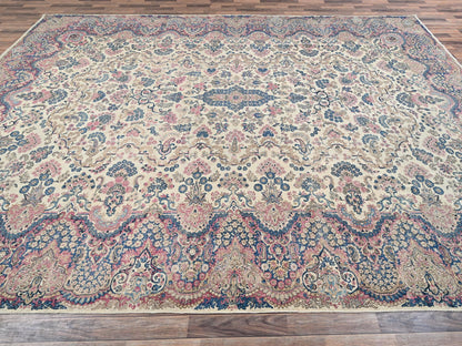 Kerman Vintage hand-knotted wool rug in Ivory, 11'5" x 16'10" — SKU O02047 (view 4)