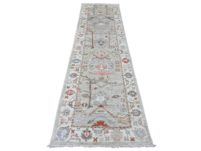 Oushak Oushak hand-knotted wool runner in Gray & Ivory, 2'11" x 10'6" — SKU O020480