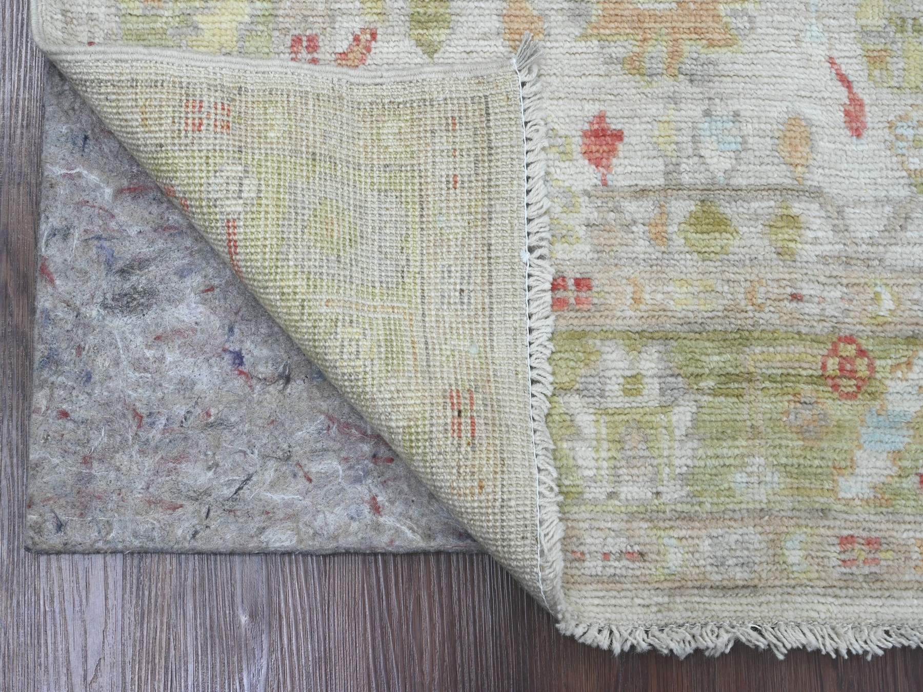 Ivory 3'11" x 9'10" Oushak / Peshawar Hand knotted Wool Rug - Sku: O020486