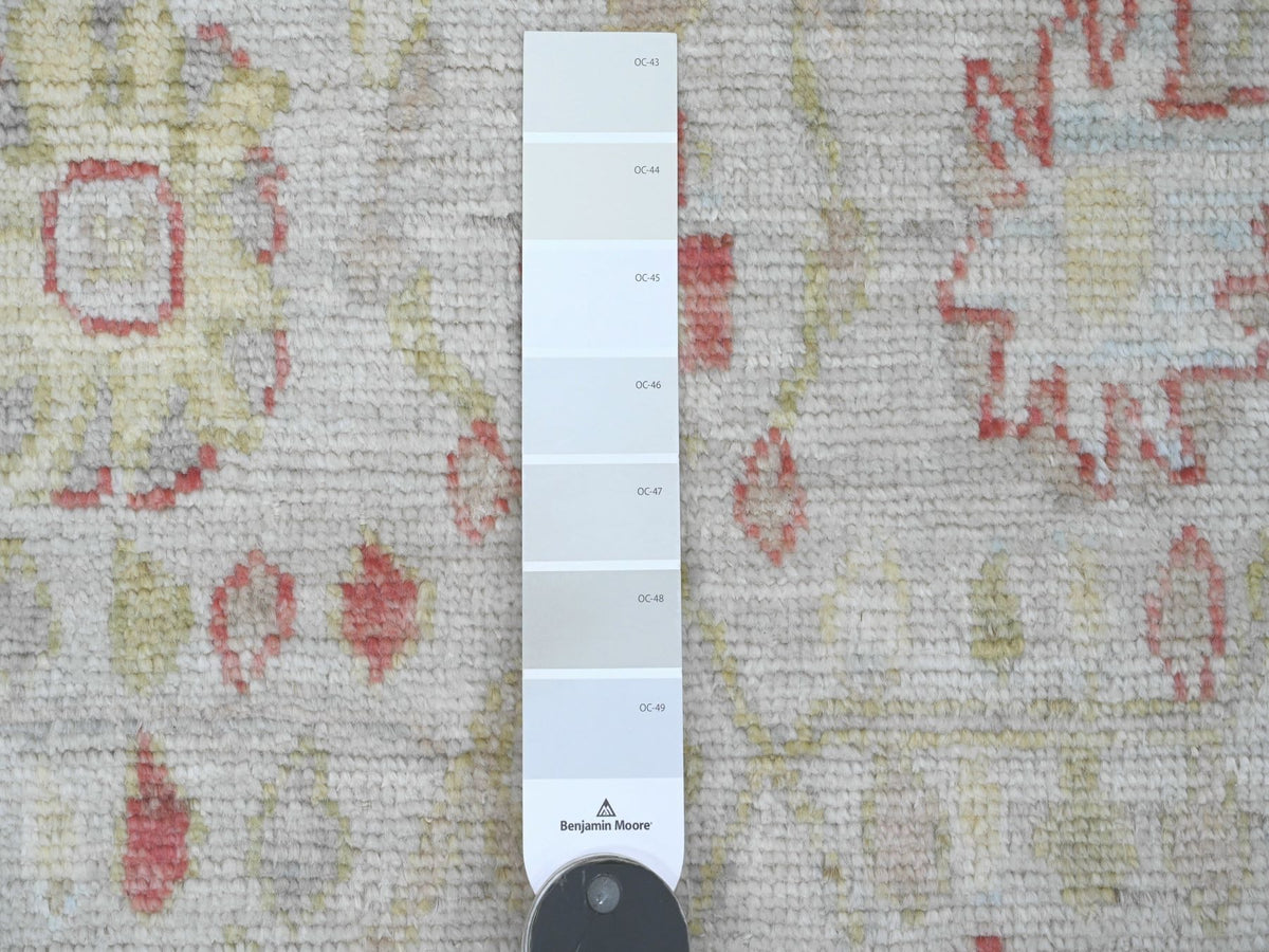 Oushak Oushak hand-knotted wool runner in Ivory & Green, 3'11" x 9'10" — SKU O020486 (view 3)