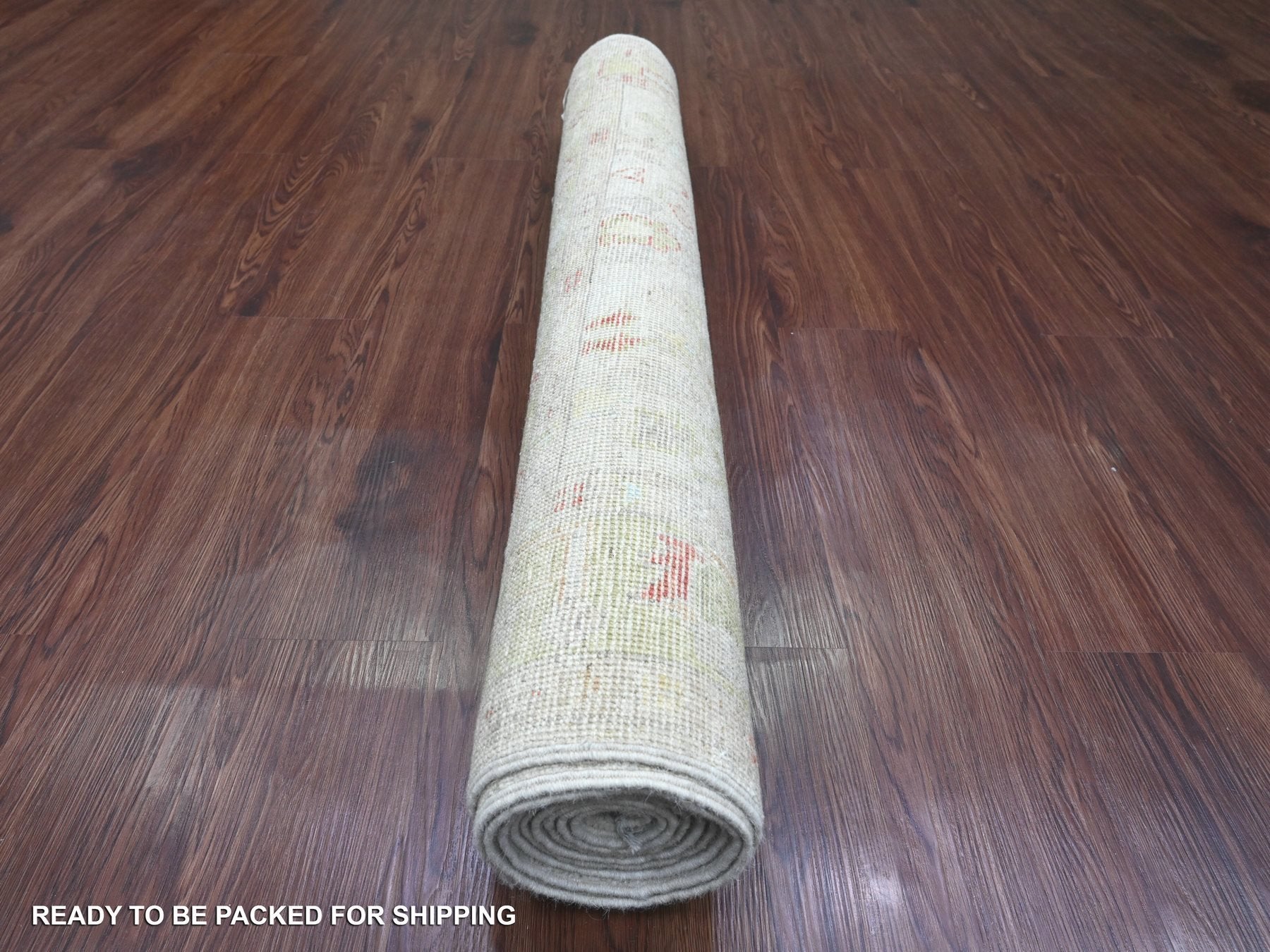 Oushak Oushak hand-knotted wool runner in Ivory & Green, 3'11" x 9'10" — SKU O020486 (view 4)