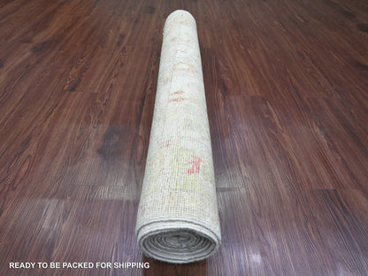 Oushak Oushak hand-knotted wool runner in Ivory & Green, 3'11" x 9'10" — SKU O020486 (view 4)