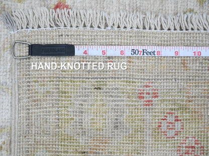 Oushak Oushak hand-knotted wool runner in Ivory & Green, 3'11" x 9'10" — SKU O020486 (view 6)