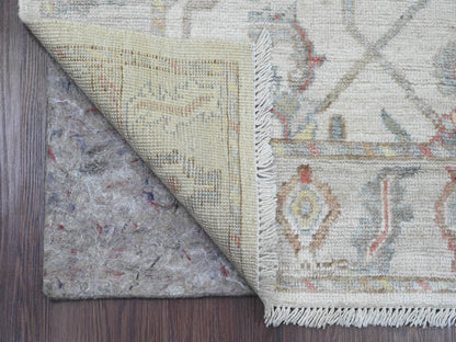 Ivory 3'11" x 5'11" Oushak And Peshawar Hand knotted Wool Rug - Sku: O020487