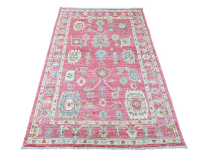 Oushak Oushak hand-knotted wool rug in Pink, 4'1" x 6' — SKU O020488