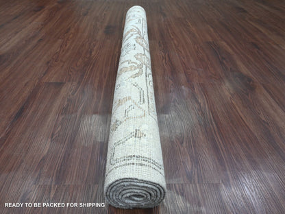 Grey 4'0" x 5'10" Oushak And Peshawar Hand knotted Wool Rug - Sku: O020489