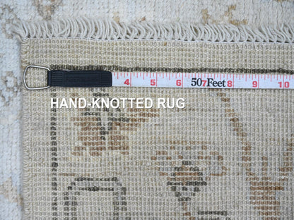 Grey 4'0" x 5'10" Oushak And Peshawar Hand knotted Wool Rug - Sku: O020489