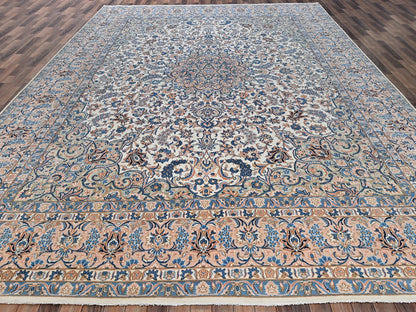 Vintage hand-knotted wool rug in Ivory & Peach, 11'6" x 16'6" — SKU O02048 (view 2)