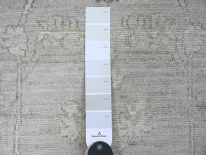 Grey 2'8" x 9'11" Oushak And Peshawar Hand knotted Wool Rug - Sku: O020499