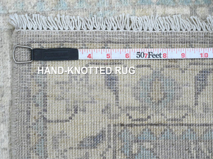 Grey 2'8" x 9'11" Oushak And Peshawar Hand knotted Wool Rug - Sku: O020499