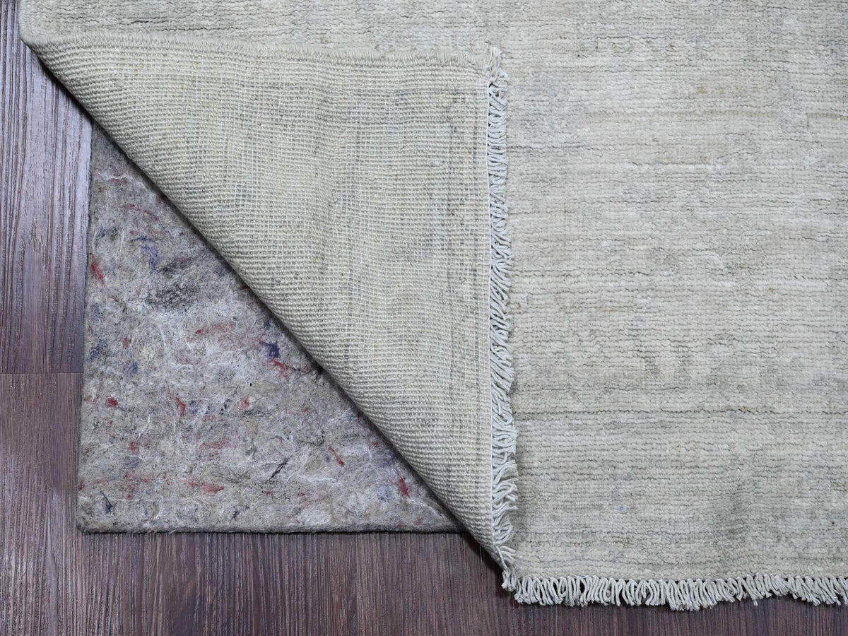 Peshawar Oushak hand-knotted wool runner in Ivory & Light Gray, 2'8" x 14'11" — SKU O020501 (view 2)