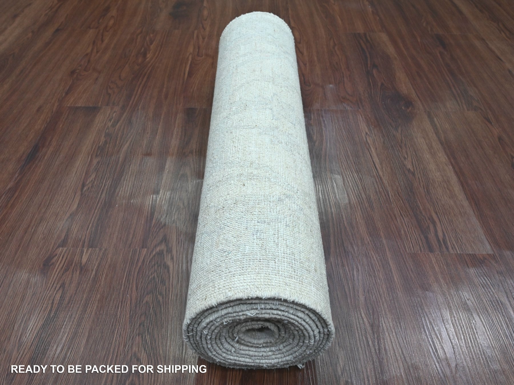 Peshawar Oushak hand-knotted wool runner in Ivory & Light Gray, 2'8" x 14'11" — SKU O020501 (view 4)