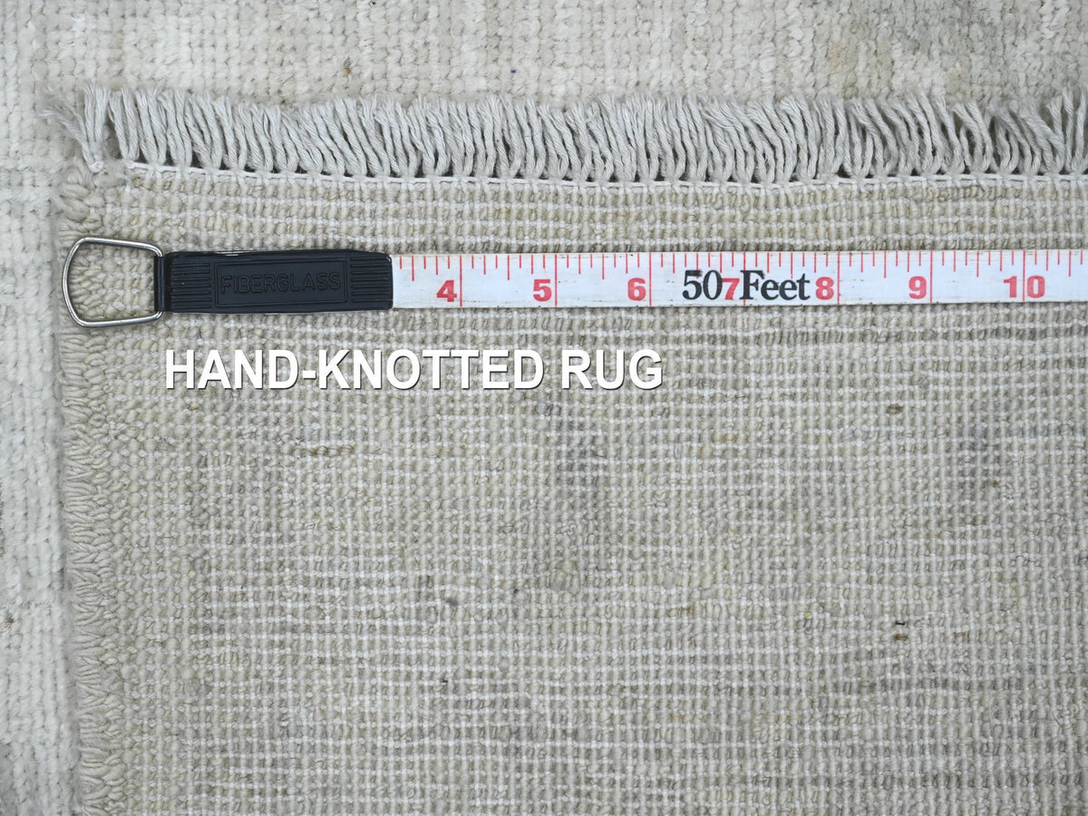 Peshawar Oushak hand-knotted wool runner in Ivory & Light Gray, 2'8" x 14'11" — SKU O020501 (view 6)