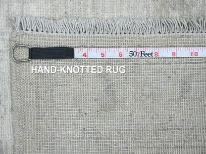 Peshawar Oushak hand-knotted wool runner in Ivory & Light Gray, 2'8" x 14'11" — SKU O020501 (view 6)