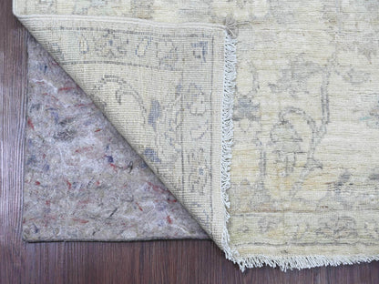 Peshawar Oushak hand-knotted wool runner in Ivory & Gray, 2'5" x 11'7" — SKU O020502 (view 2)