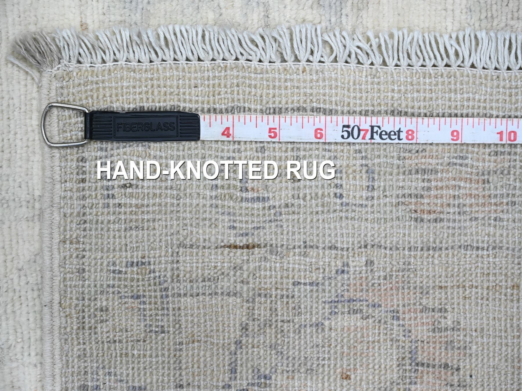 Peshawar Oushak hand-knotted wool runner in Ivory & Gray, 2'5" x 11'7" — SKU O020502 (view 6)