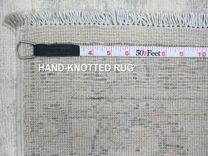 Peshawar Oushak hand-knotted wool runner in Ivory & Gray, 2'5" x 11'7" — SKU O020502 (view 6)