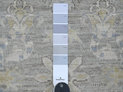 Grey 2'8" x 11'9" Oushak And Peshawar Hand knotted Wool Rug - Sku: O020504