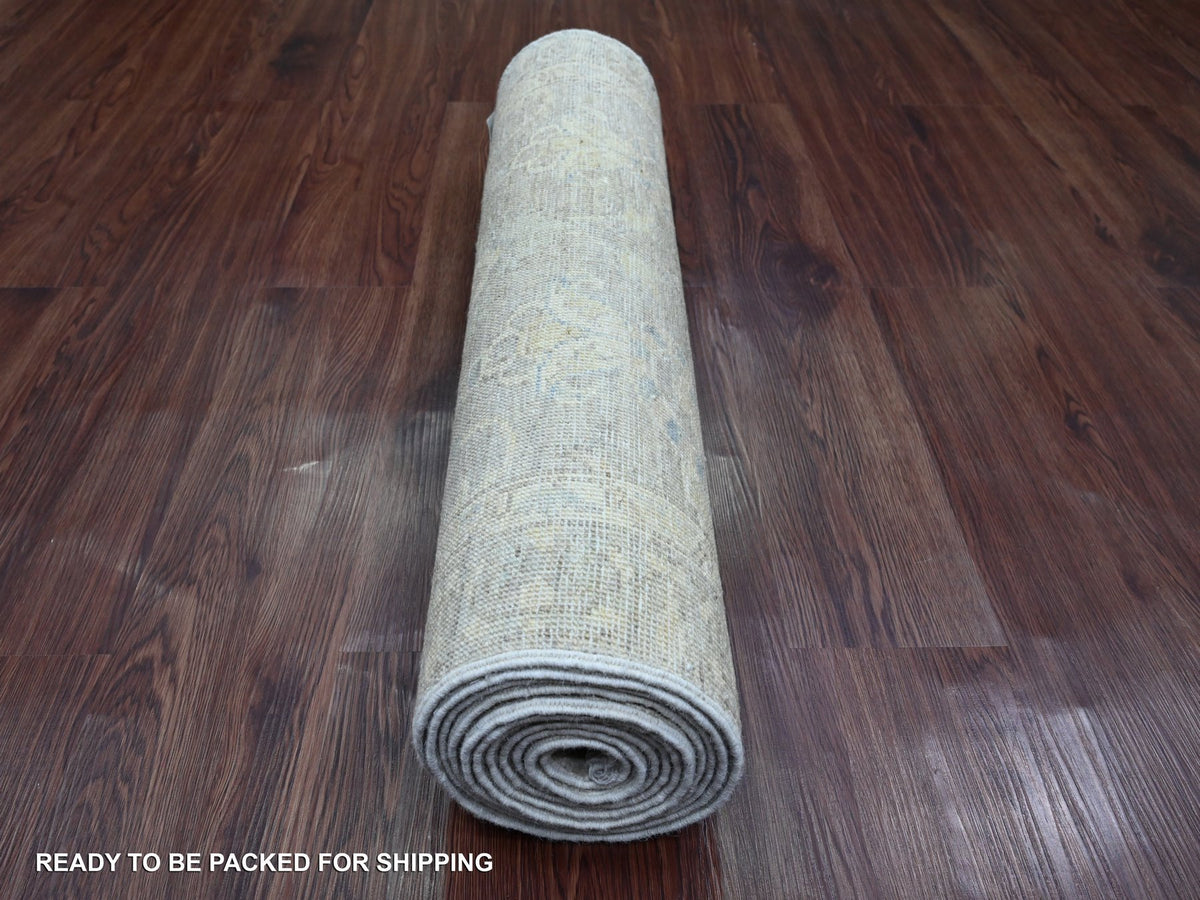Peshawar Oushak hand-knotted wool runner in Gray, 2'8" x 11'9" — SKU O020504 (view 4)