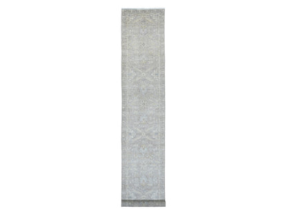 Peshawar Oushak hand-knotted wool runner in Gray, 2'8" x 16'1" — SKU O020507