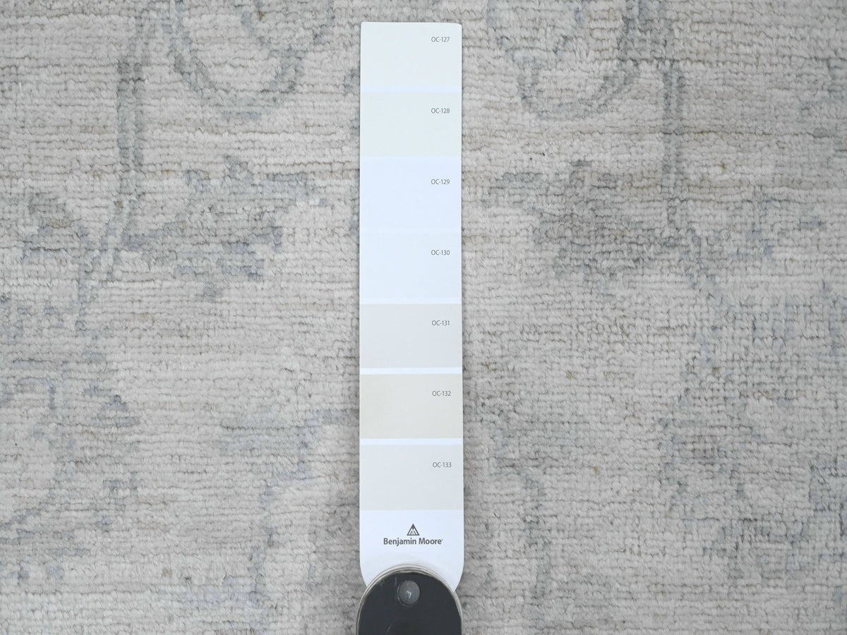 Peshawar Oushak hand-knotted wool runner in Ivory & Gray, 2'5" x 11'1" — SKU O020509 (view 3)