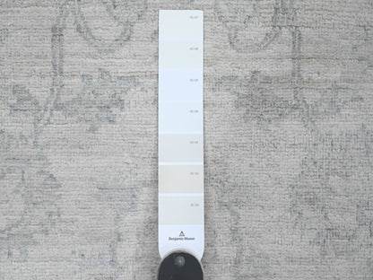 Peshawar Oushak hand-knotted wool runner in Ivory & Gray, 2'5" x 11'1" — SKU O020509 (view 3)