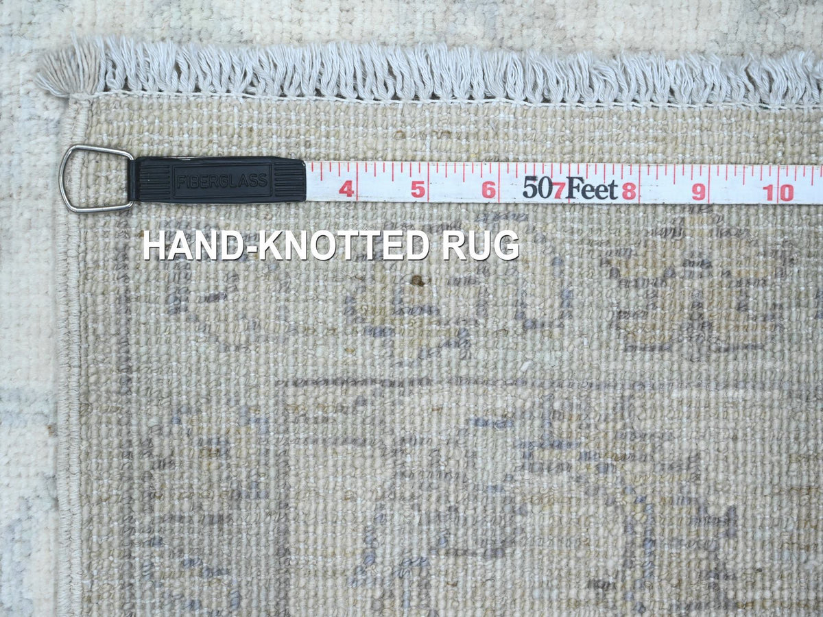 Peshawar Oushak hand-knotted wool runner in Ivory & Gray, 2'5" x 11'1" — SKU O020509 (view 6)