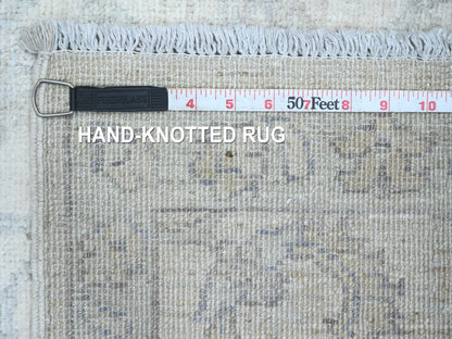 Peshawar Oushak hand-knotted wool runner in Ivory & Gray, 2'5" x 11'1" — SKU O020509 (view 6)