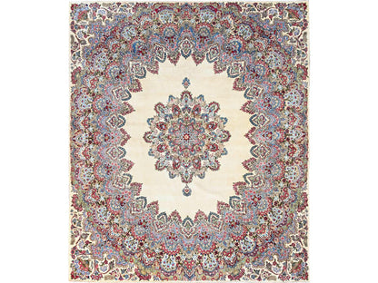 Kerman Vintage hand-knotted wool rug in Ivory, 11'8" x 13'7" — SKU O02051