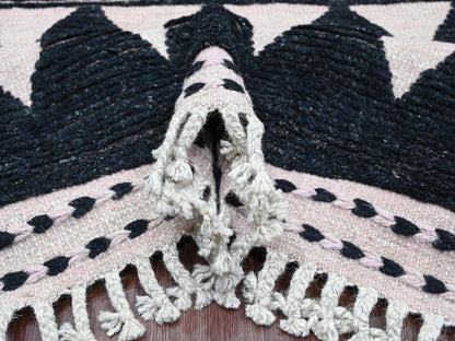 Black 9'4" x 12'10" Tribal & Geometric Hand knotted Wool Rug - Sku: O020524