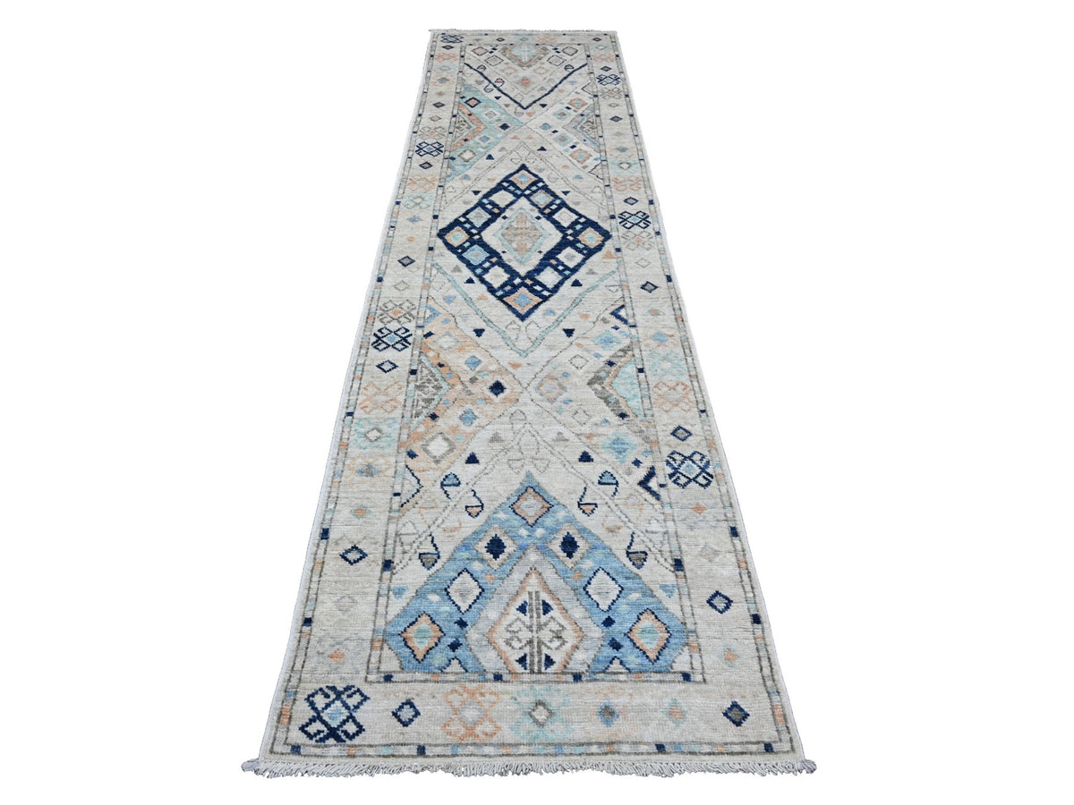 Oushak hand-knotted wool runner in Ivory, 3'1" x 11'8" — SKU O020530