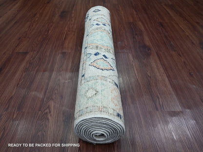 Oushak hand-knotted wool runner in Ivory, 3'1" x 11'8" — SKU O020530 (view 4)