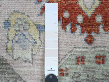 Oushak hand-knotted wool rug in Pink & Light Blue, 3'11" x 6'2" — SKU O020534 (view 3)