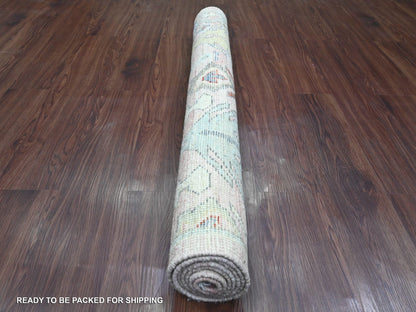 Oushak hand-knotted wool rug in Pink & Light Blue, 3'11" x 6'2" — SKU O020534 (view 4)