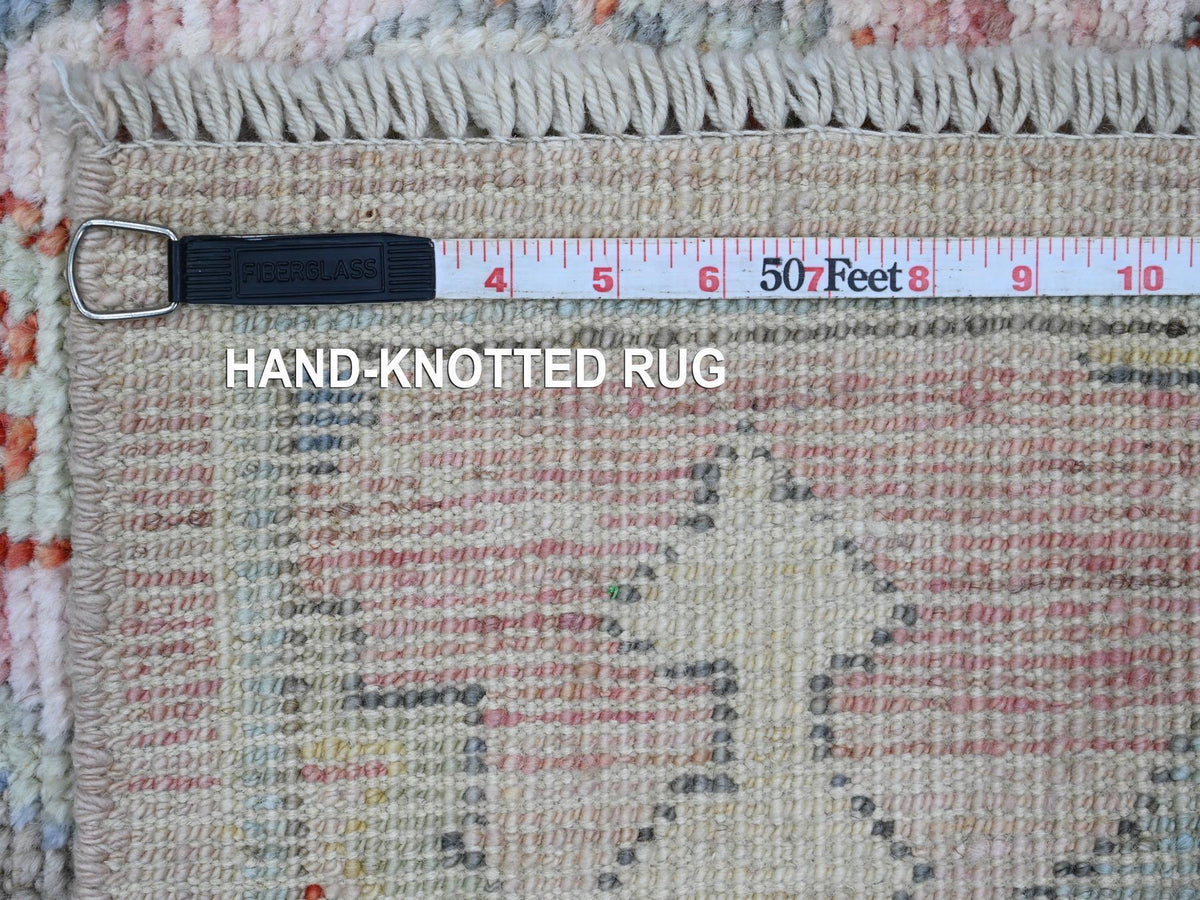 Oushak hand-knotted wool rug in Pink & Light Blue, 3'11" x 6'2" — SKU O020534 (view 6)