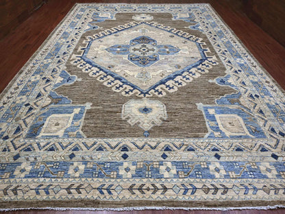 Brown 11'8" x 15'6" Oushak / Peshawar Hand knotted Wool Rug - Sku: O020538