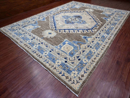 Brown 11'8" x 15'6" Oushak / Peshawar Hand knotted Wool Rug - Sku: O020538