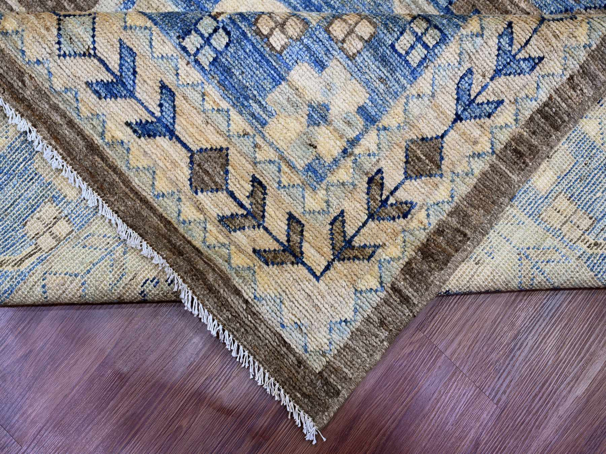 Peshawar Oushak hand-knotted wool rug in Brown & Blue, 11'8" x 15'6" — SKU O020538 (view 6)