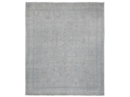 Grey 8'0" x 9'8" Oushak And Peshawar Hand knotted Wool Rug - Sku: O020539