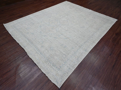 Grey 8'0" x 9'8" Oushak And Peshawar Hand knotted Wool Rug - Sku: O020539