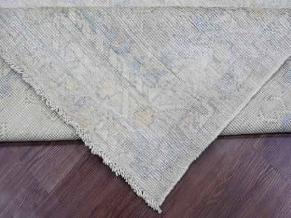 Grey 8'0" x 9'8" Oushak And Peshawar Hand knotted Wool Rug - Sku: O020539