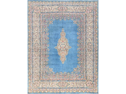 Blue 8'10" x 11'10" Vintage Hand knotted Wool Rug - Sku: O02053